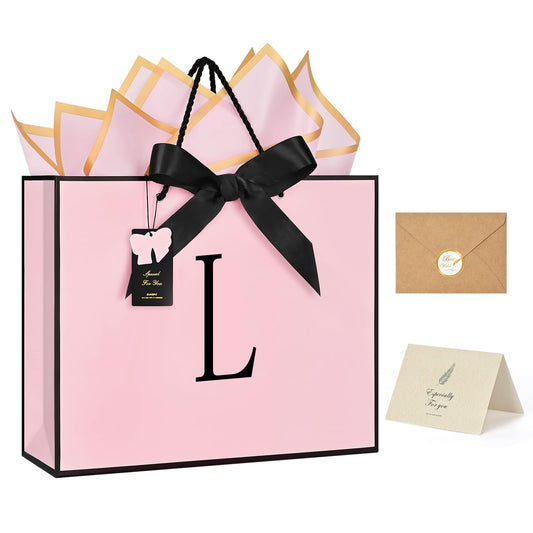 ZUKEPU bolsa frontal rosa con inicial, presenta el regalo con elegancia