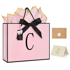 ZUKEPU bolsa frontal rosa con inicial, presentación elegante y lista para regalar