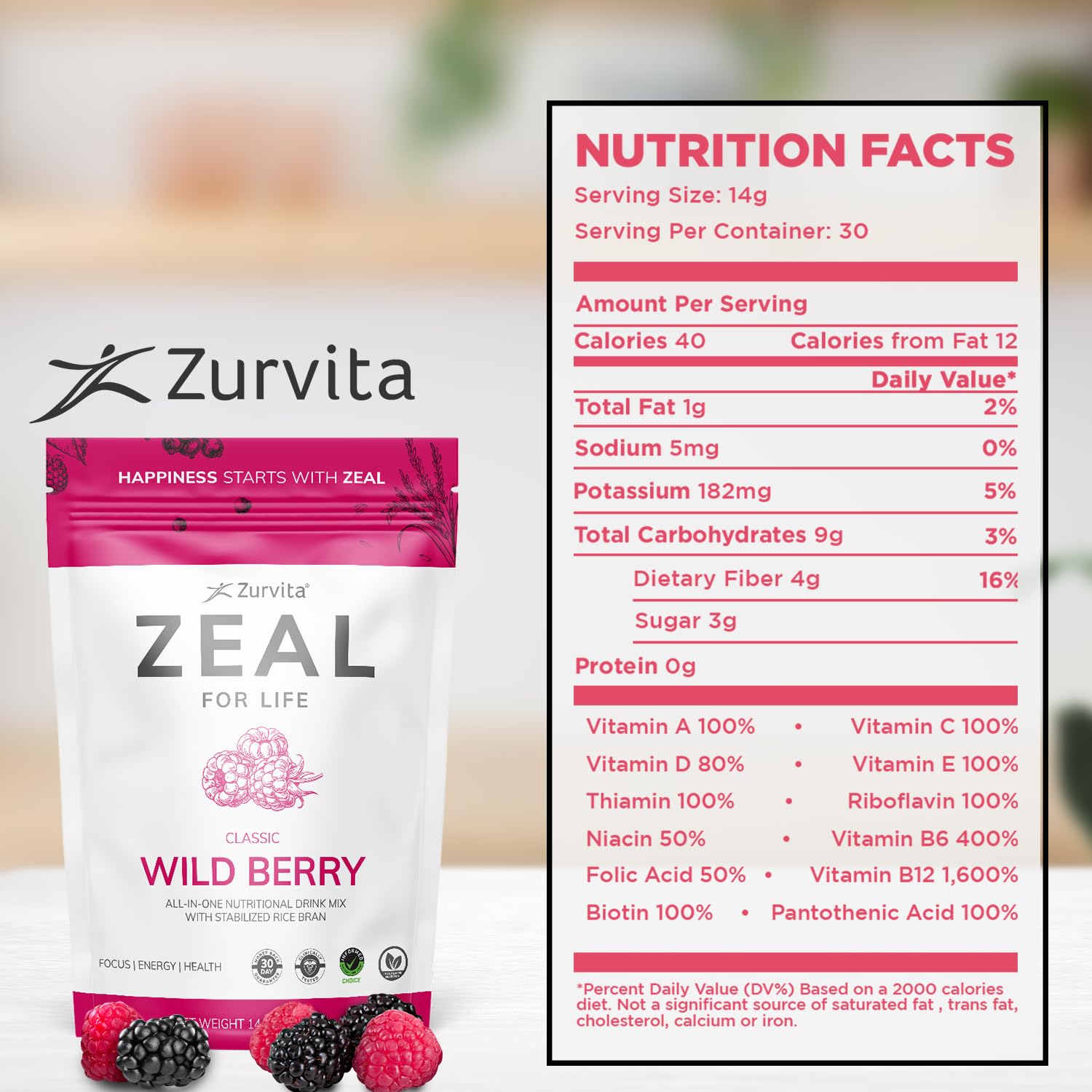 Zurvita Zeal textura del polvo que facilita mezcla rápida y sin grumos