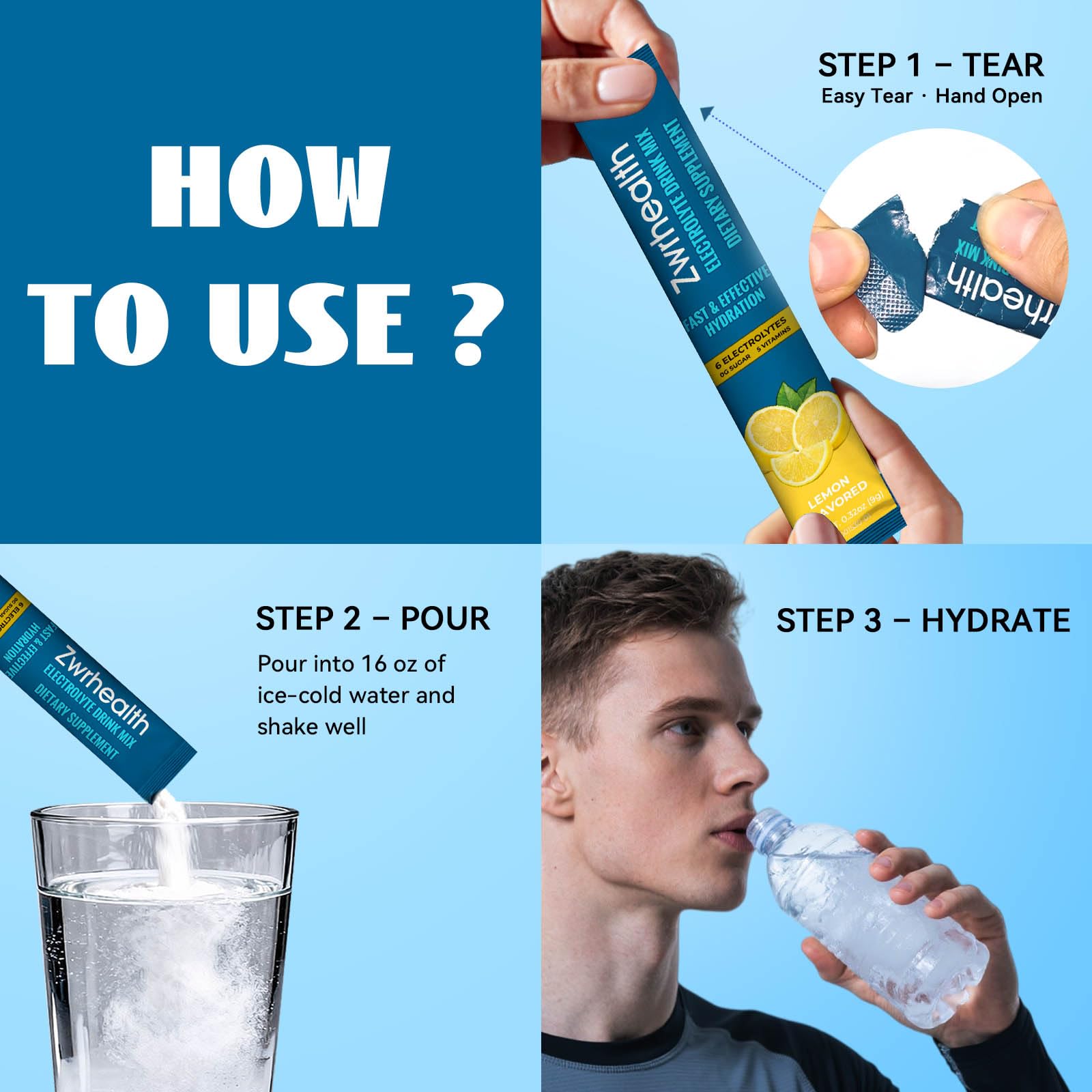 Zwrhealth sobres dispuestos en mesa, ideal para llevar y consumir fuera