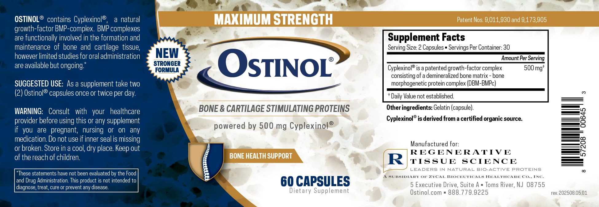ZYCAL Ostinol presentación 60 cápsulas sobre mesa, conveniencia para un mes