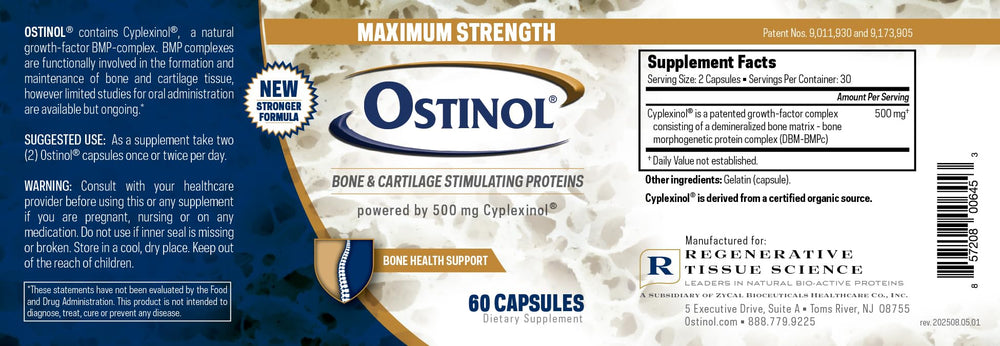 ZYCAL Ostinol presentación 60 cápsulas sobre mesa, conveniencia para un mes