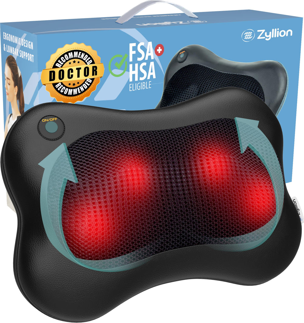 Zyllion vista frontal del masajeador mostrando diseño y controles, comodidad inmediata