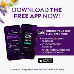 ZzzQuil primer plano de extractos botánicos enfatizando calma natural