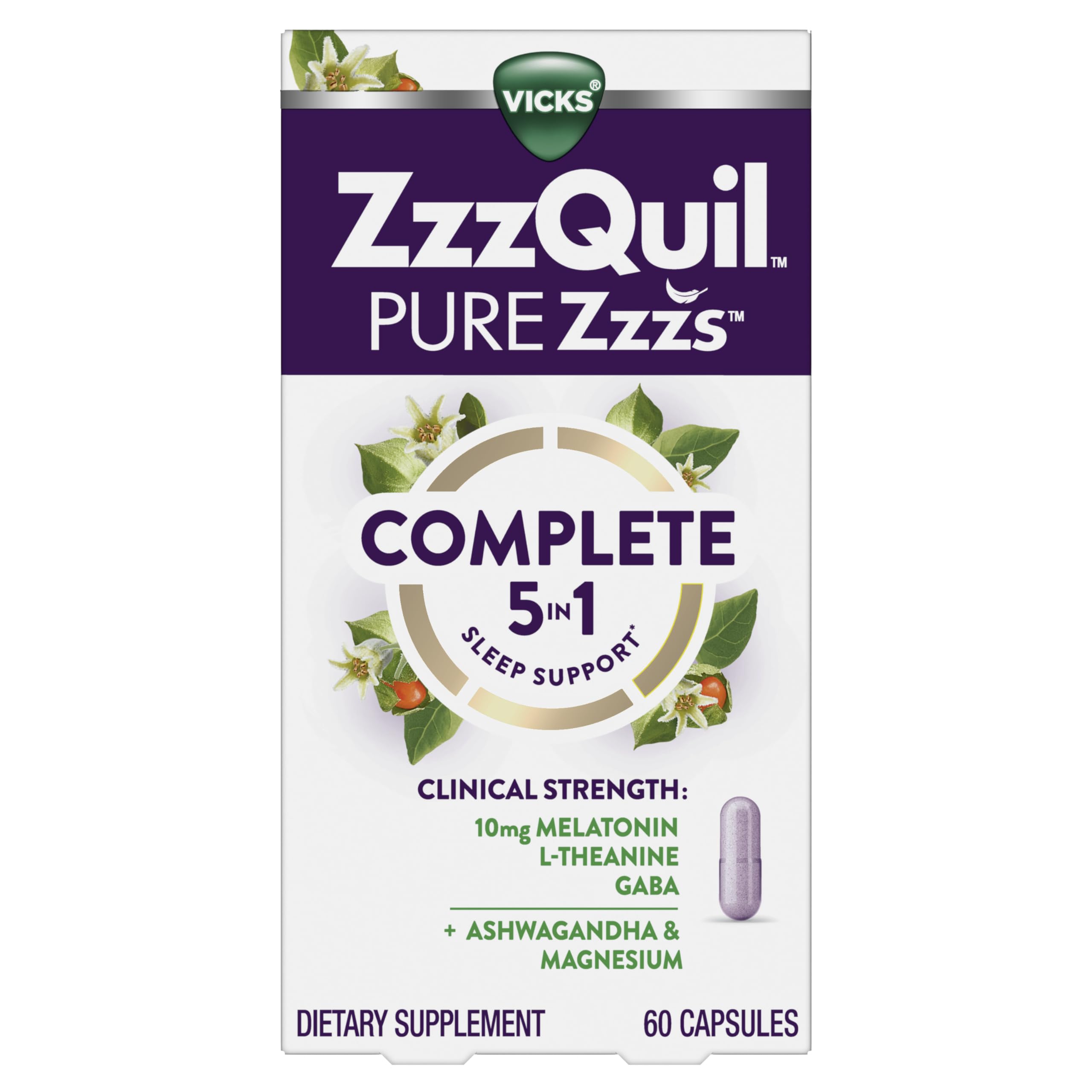 ZzzQuil envase frontal mostrando 60 cápsulas para mejorar conciliación del sueño