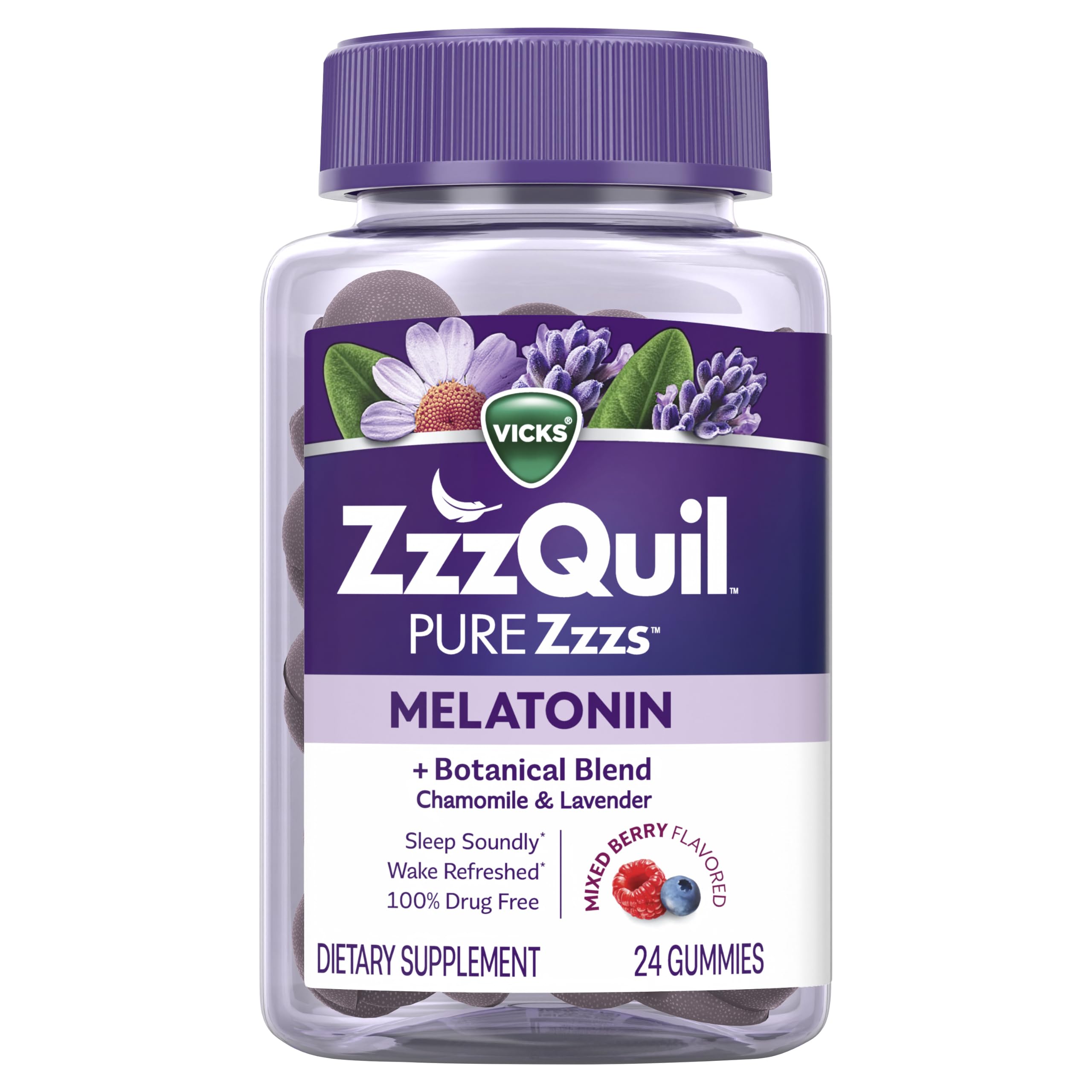 Escena de dormitorio con iluminación cálida y ZzzQuil, sugiriendo ambiente para dormir