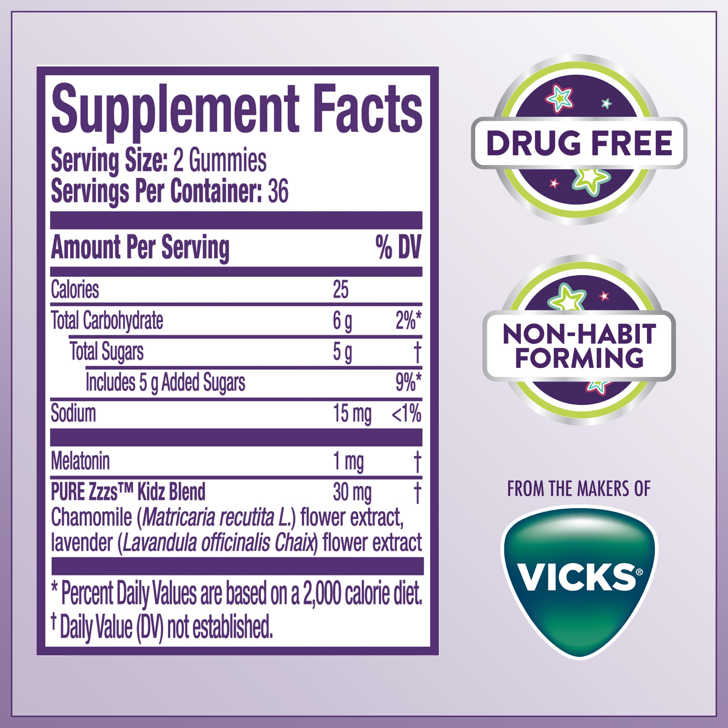 ZzzQuil etiqueta nutricional mostrando ingredientes y pautas de uso