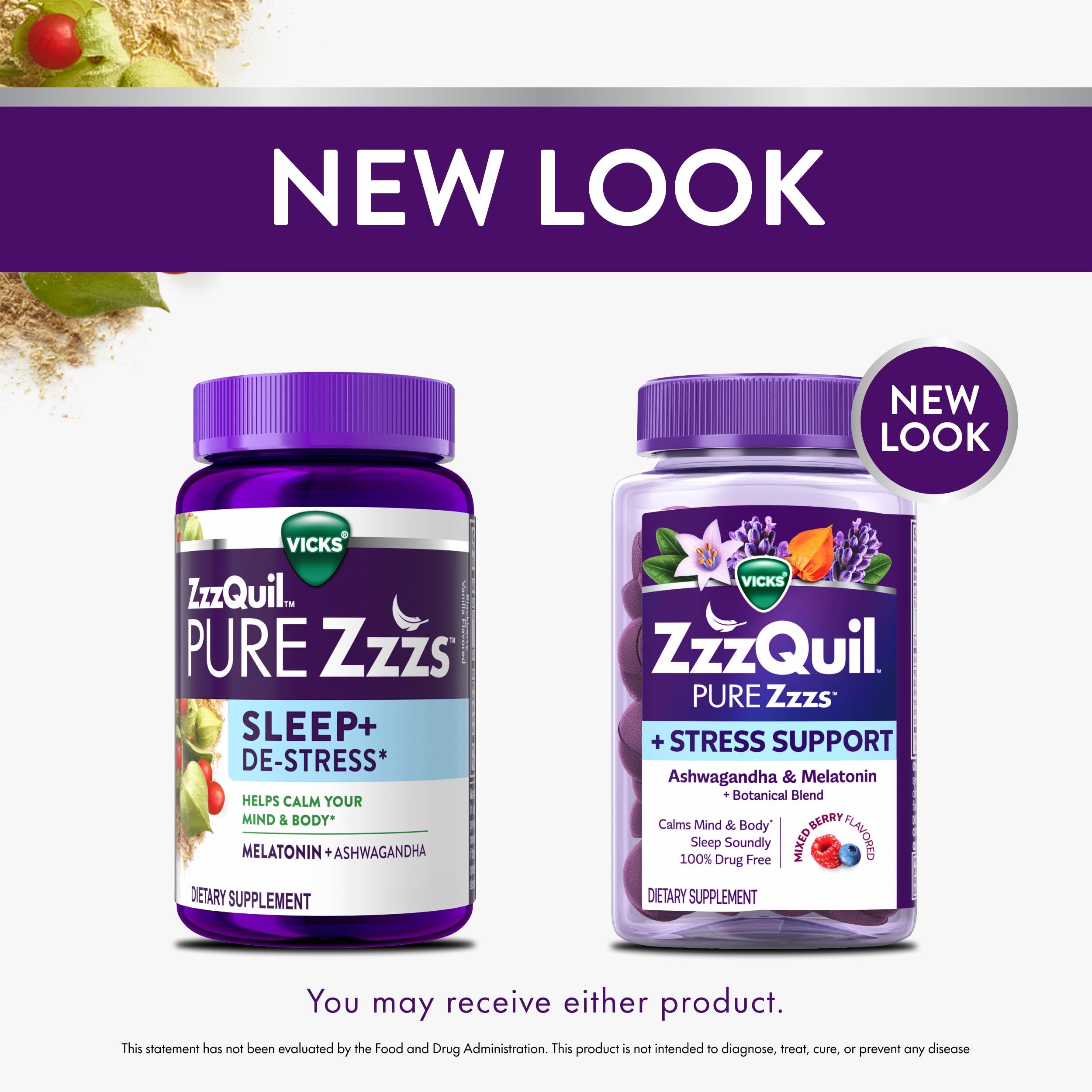 ZzzQuil gominola en la mano para comparar tamaño y dosificación segura