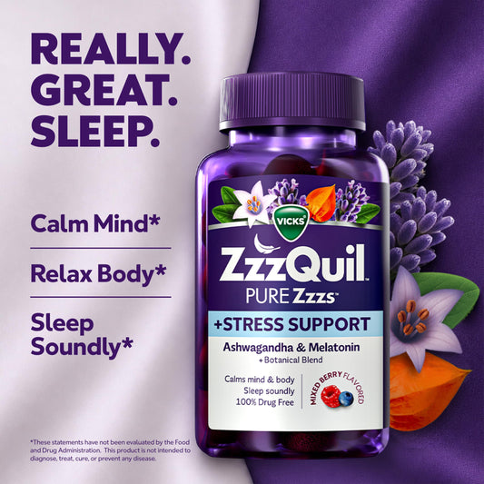 ZzzQuil gominola en primer plano que muestra textura y atractivo sabor
