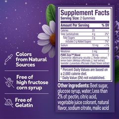 Gomitas ZzzQuil con manzanilla, lavanda y toronjil que resalta ingredientes botánicos